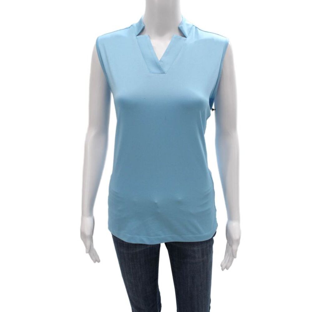 Tail Women Basic Collared Sleeveless Polo Top Blue Polyester Size XL